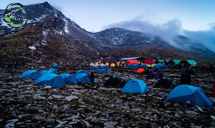 Baghubasa campsite is located over the barren rocky surface with multitude of streams just originating from glaciers